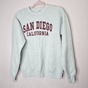 San Diego California Sweatshirt Mens Small Gray Hanes EcoSmart Pullover Crewneck